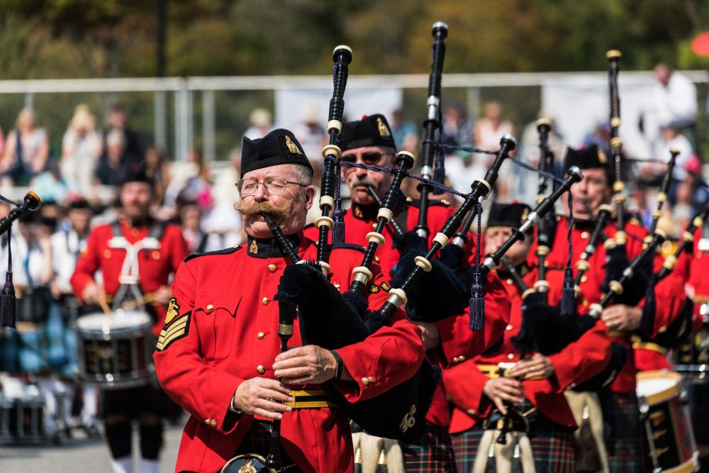 Bagpipers parade at the annual Highland Games and Festival in Lincoln, New Hampshire