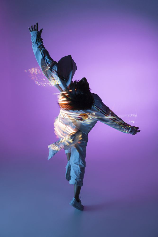Female dancer under bright light