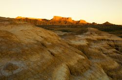 Stone desert hills and canyons