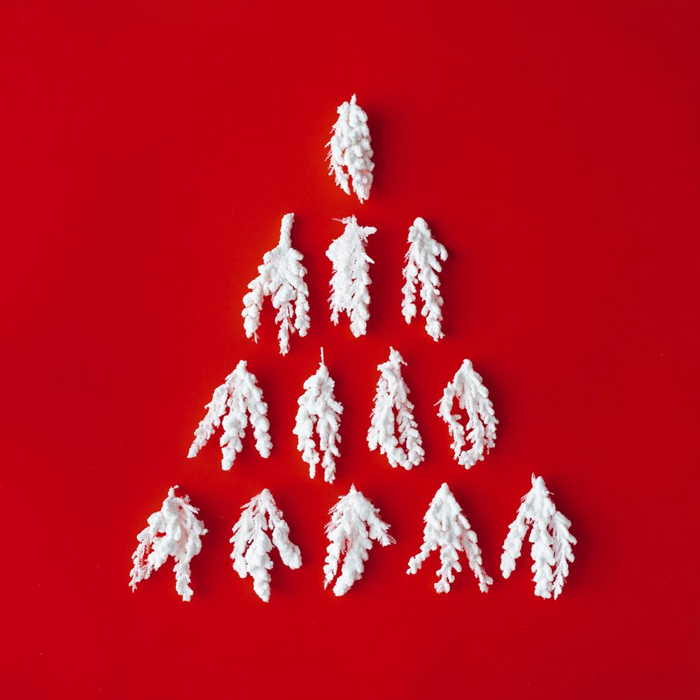 Christmas tree made of snow fir branches