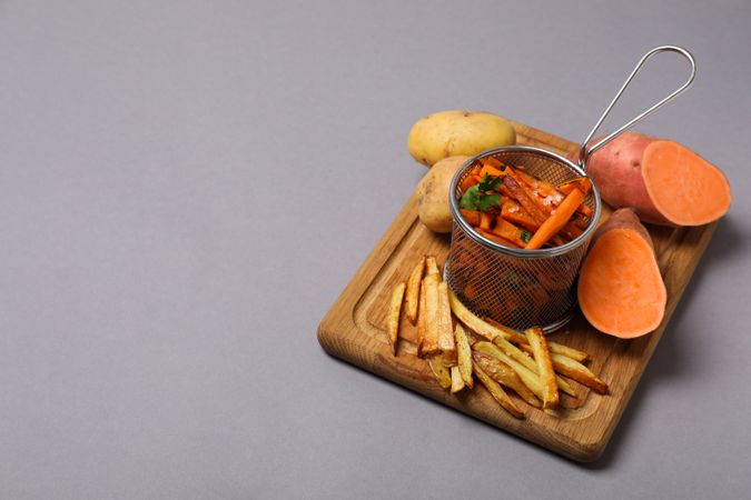 Concept of tasty food - sweet potato fries