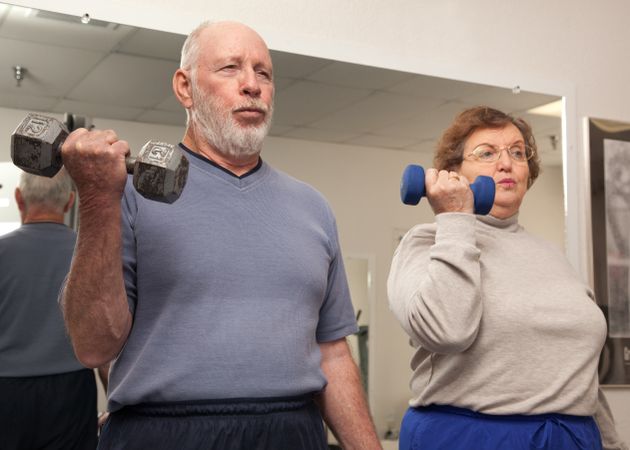 Mature Adult Couple Working Out