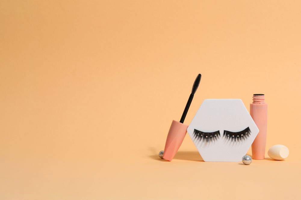 concept of cosmetology tools and beauty treatment, false eyelashes