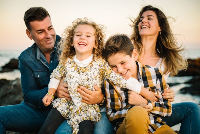 Happy family at beach