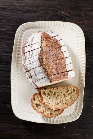 Top View Slice Sourdough Bread Texture with Brown Color