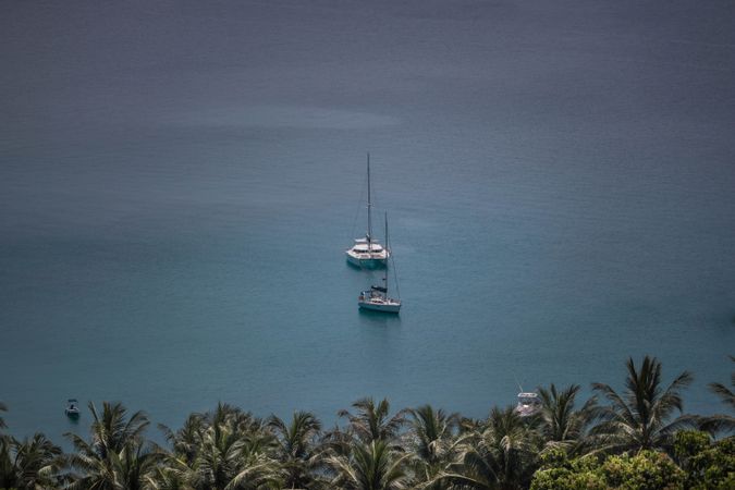 Two yacht on blue sea