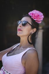 Erratic woman in flamenco dress