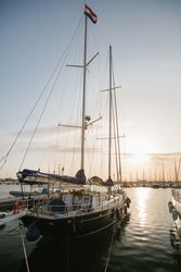 boat on water in port in sunny day