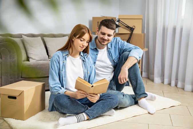 Concept of move with a happy young couple