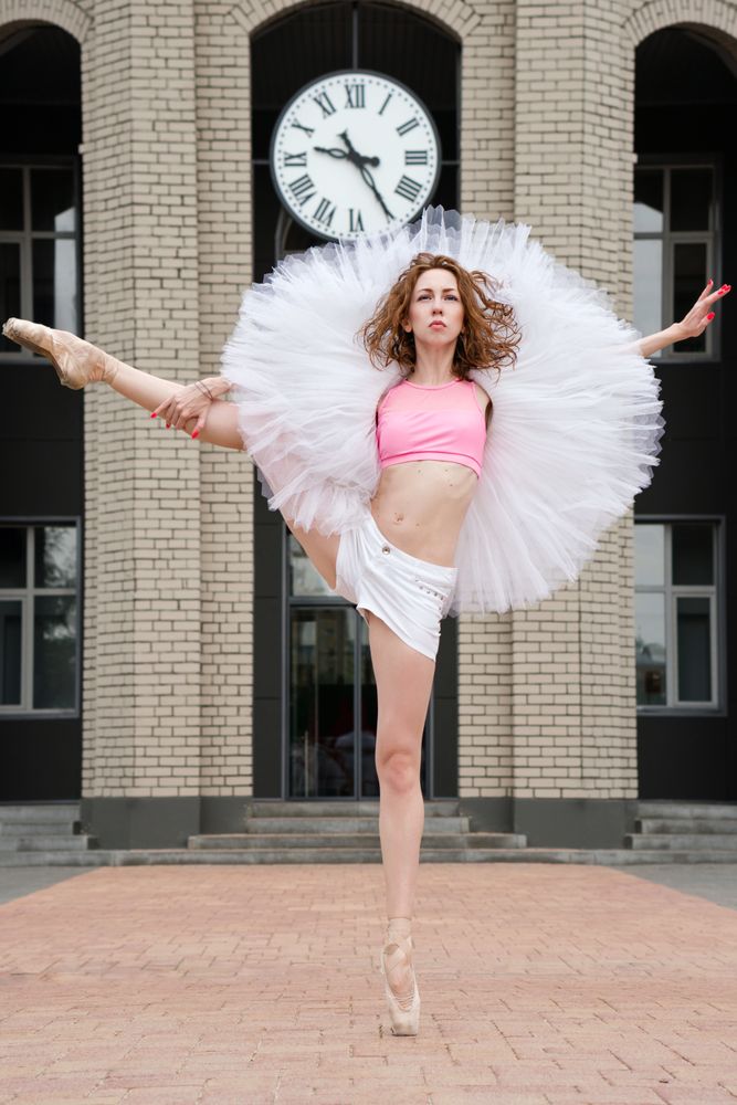 Ballet dancer dancing on street