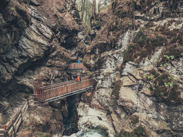 Tourist path among beautiful mountain landscape