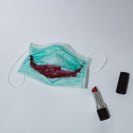 Face mask with clown lipstick