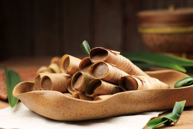 Clorot or Jelurut, Traditional Indonesian Snack Made From Rice Flour