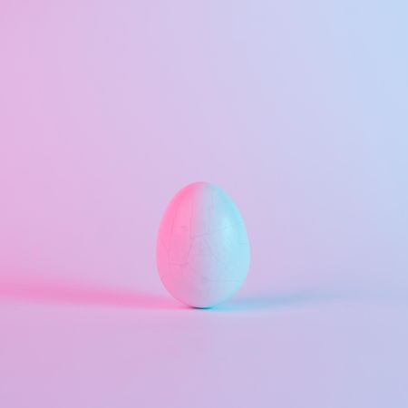 Egg with colorful ultraviolet holographic neon lights