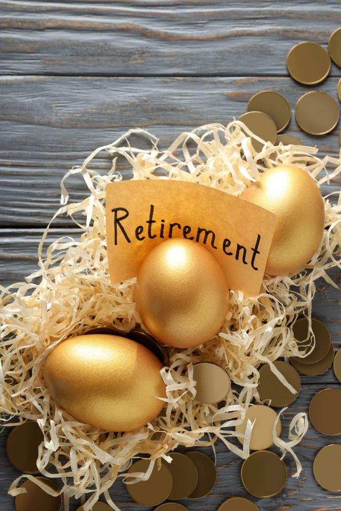 Concept of wealth and retirement - golden eggs