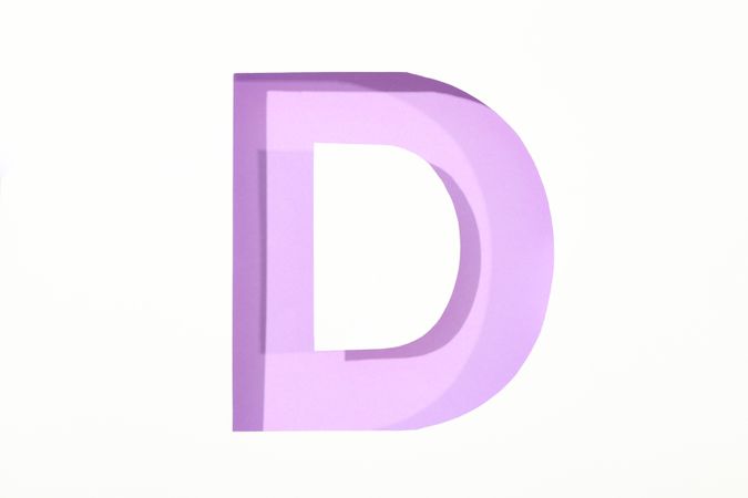 Color letter D on blank background, space for text