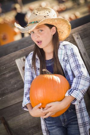 Girl Portrait at the Pumpkin Patch