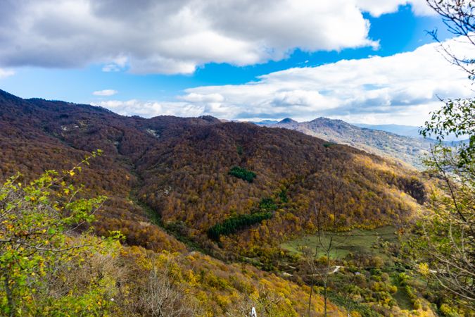 Autumnal travel landscape in Caucus mountains, Georgia