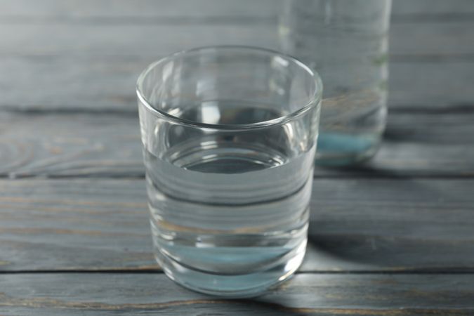 Close up of glass of water on table