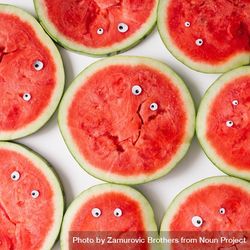 Watermelon slices making faces with googly eyes 42eey5