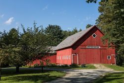 Historic barn at the Samuel Gilbert Smith Farmstead in West Brattleboro, Vermont 0JGGN5