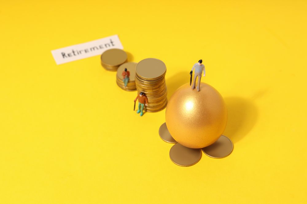 Concept of wealth and retirement - golden eggs