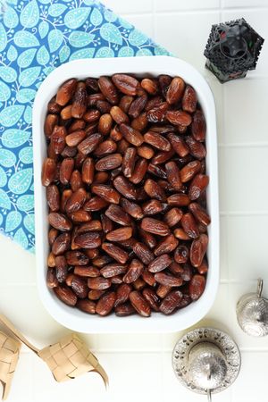 Top View Dates Fruit on Tray