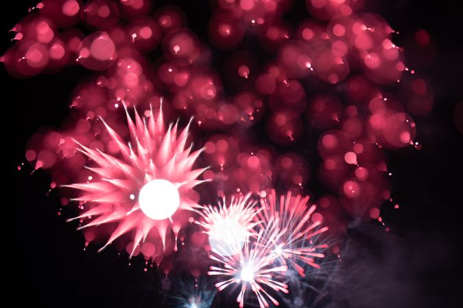 Bright fireworks on night sky