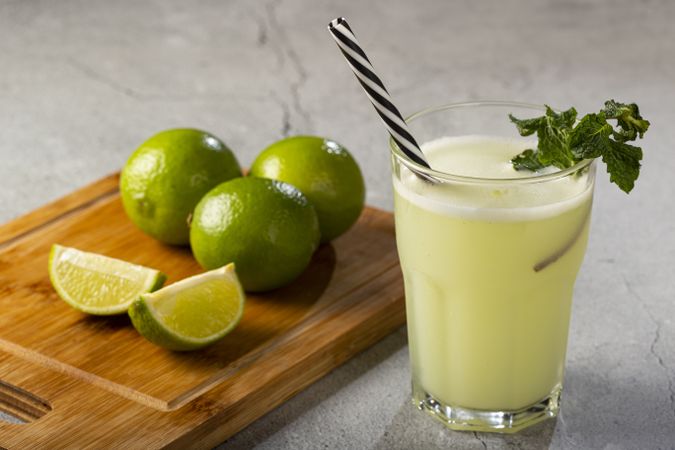 Refreshing lemonade with mint. Lemonade, summer drink.