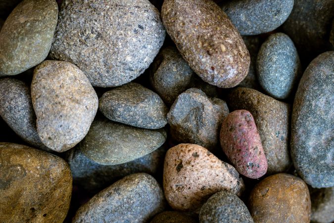 A pile of rocks with a variety of colors and sizes