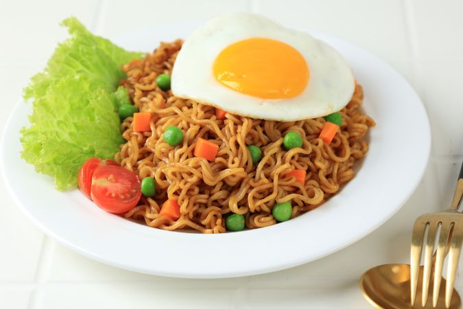 Indomie Goreng, Stir Fried Instant Noodles with Sunny Side Egg
