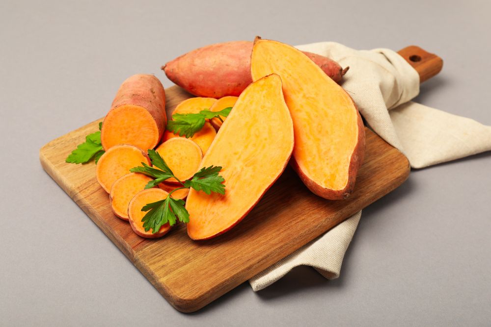 Concept of vegetables, tasty sweet potato, Batat