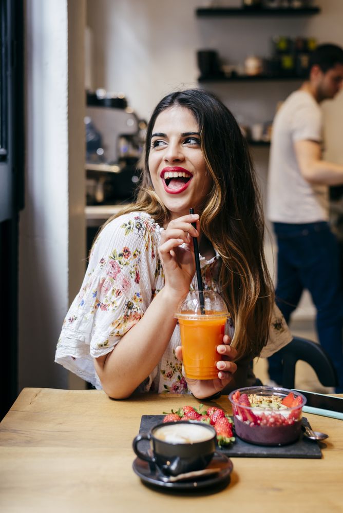 Woman enjoying smoothie