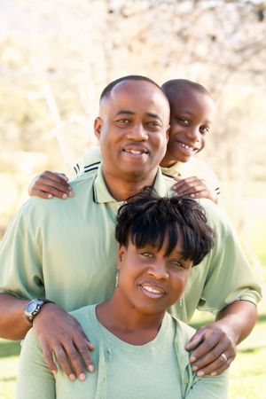 Smiling Black Family Portrait Outside