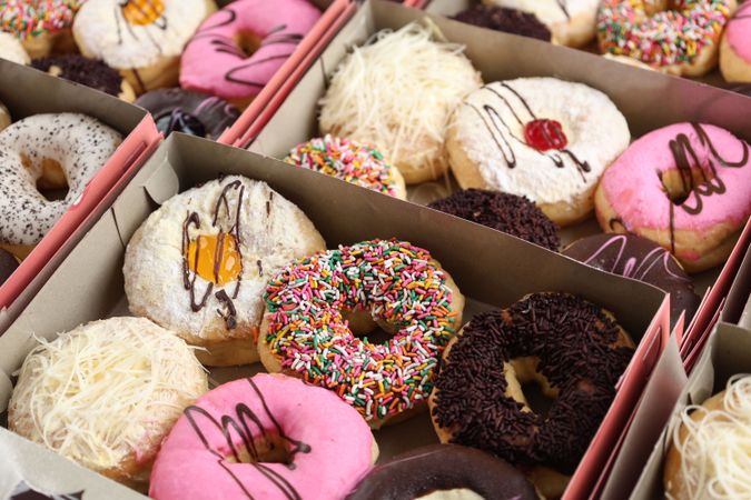 Decorated Donut in Box Packaging