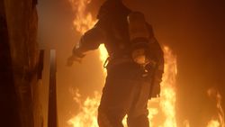 Firefighter fighting fire