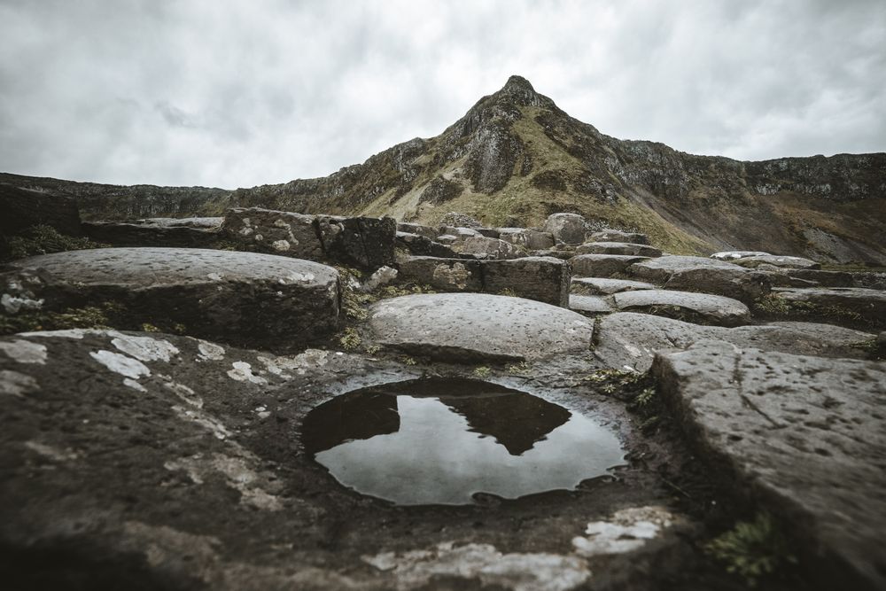 Deserted cliffs and cloudy sky