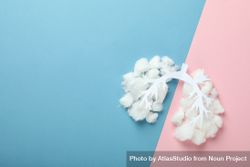Lung bronchus made of paper and cotton on blue and pink background with copy space 0LyVV5