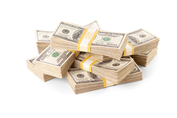 Ten Thousand Dollar Stacks of One Hundred Dollar Bills
