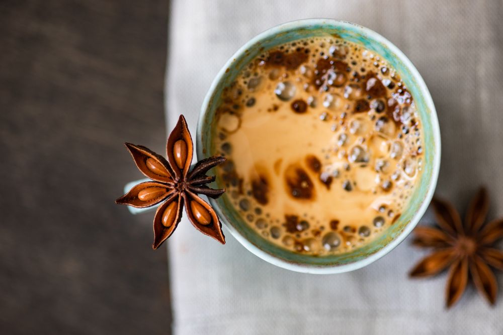 Top view of coffee with star anise