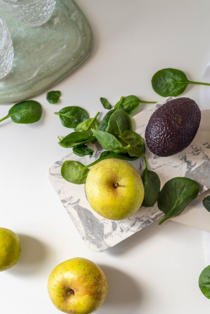 Fresh ingredients, recipe of Green smoothies.