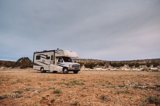 Motor home on field