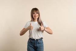 Woman showing okay gesture