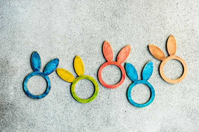 Easter card concept with rabbit napkin rings