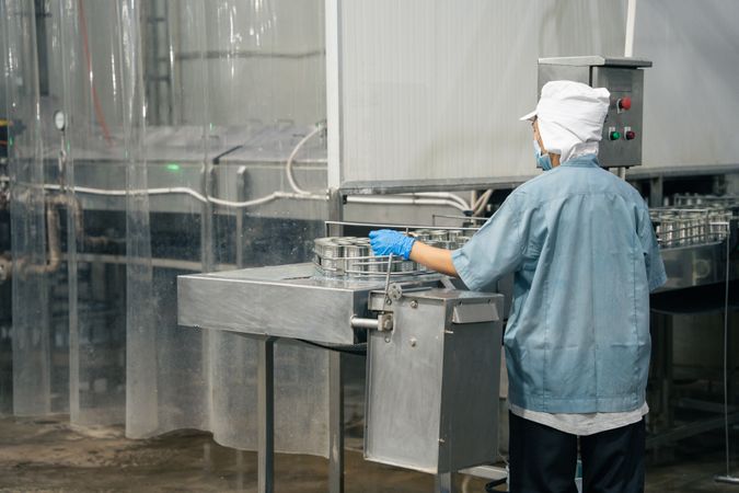 The production line of canned fish factory in food processing
