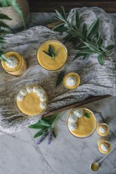Mango dream in glass bowls on table
