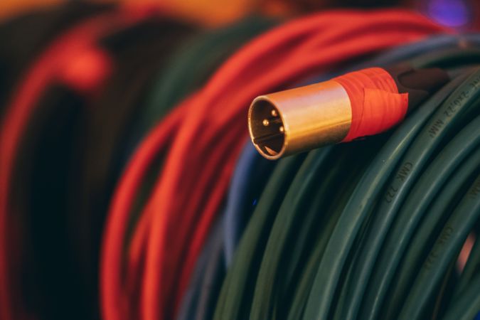Sound stereo cables in a studio