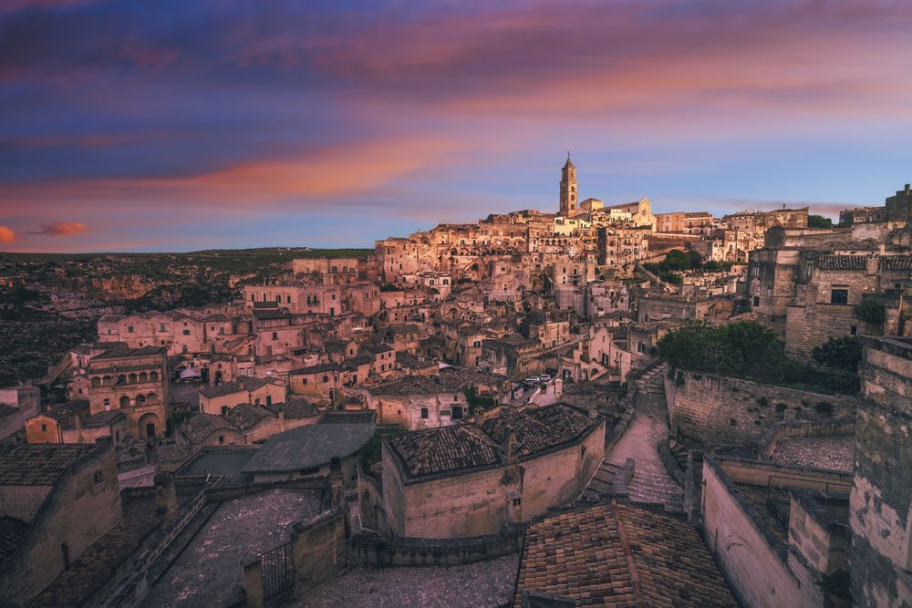 Matera ancient town i Sassi, Unesco site landmark, Basilicata, Italy