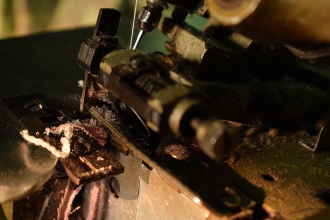 Fabric in tailor's sewing machine