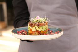 Crop cook with palatable tartar on plate